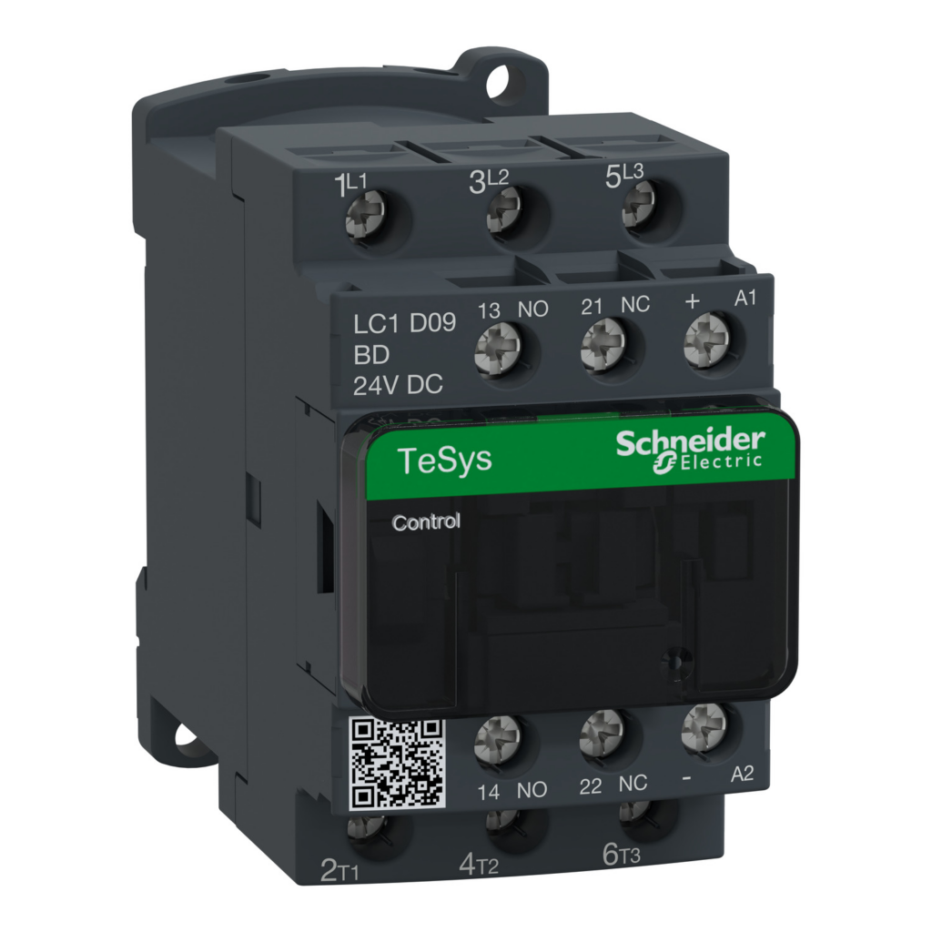 LC1D09BD Schneider Electric Distributor KSA Contactor, TeSys Deca, 3P(3 NO), AC-3/AC-3e, 0 to 440V, 9A, 24VDC coil