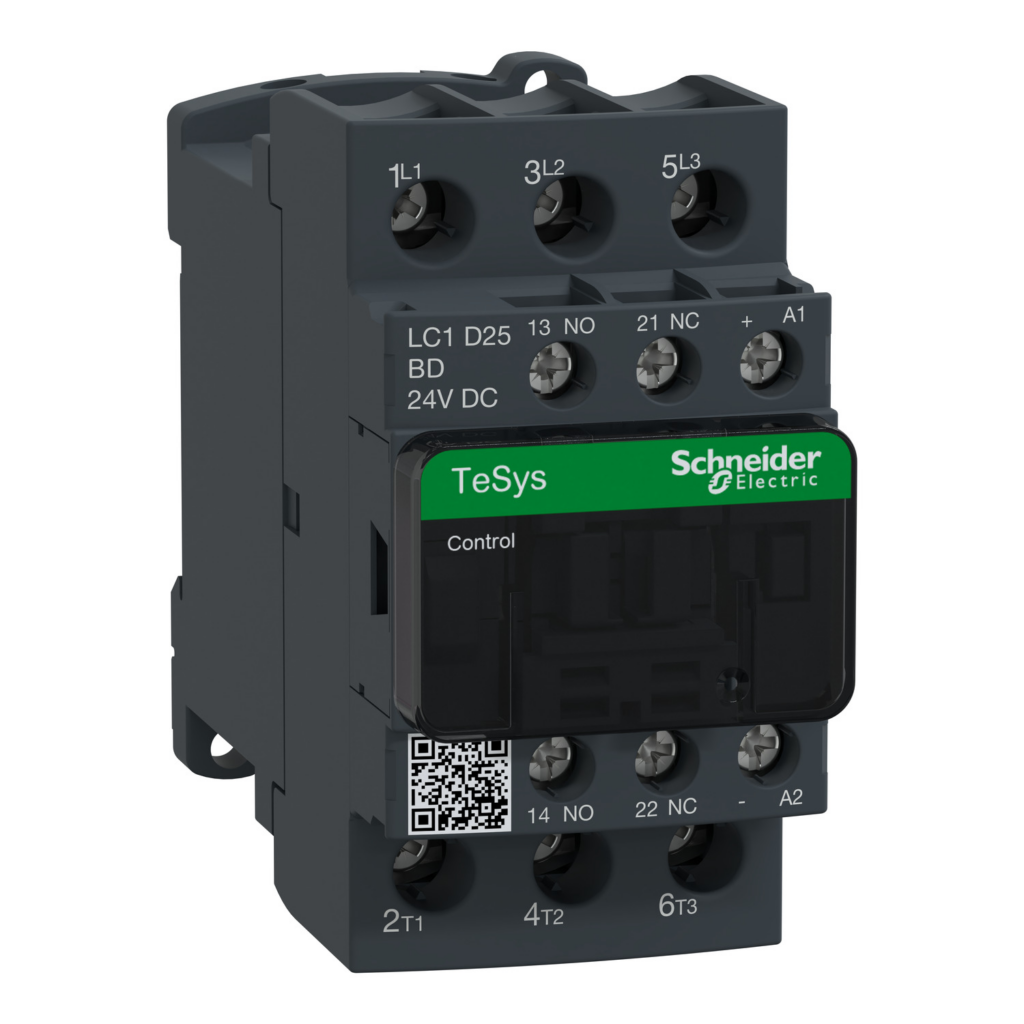 LC1D25BD Schneider Electric Distributor KSA Contactor, TeSys Deca, 3P(3 NO), AC-3/AC-3e, 0 to 440V, 25A, 24VDC coil