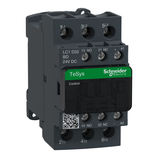LC1D32BD Schneider Electric Distributor KSA Contactor, TeSys Deca, 3P(3 NO), AC-3/AC-3e, 0 to 440V, 32A, 24VDC coil