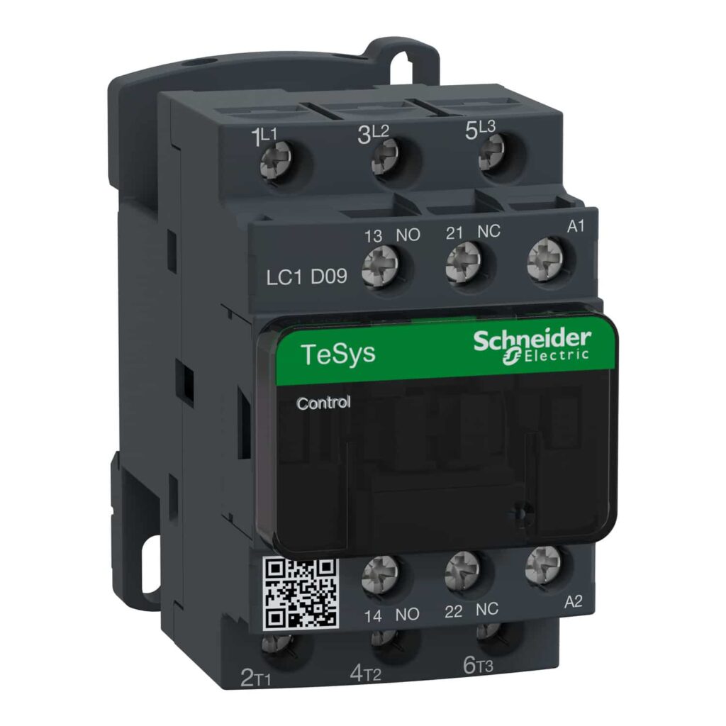 LC1D09M7 Schneider Electric Distributor KSA Contactor, TeSys Deca, 3P(3 NO), AC-3/AC-3e, 0 to 440V, 9A, 220VAC 50/60Hz coil