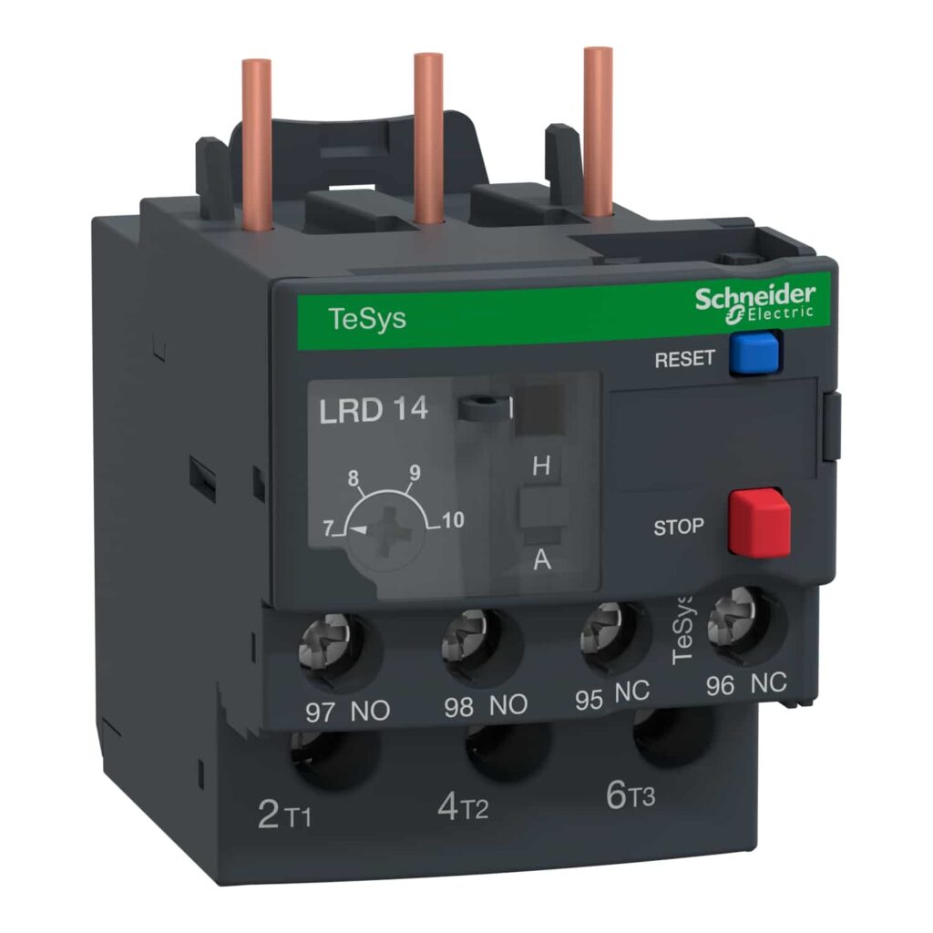LRD14 Schneider Electric Distributor KSA TeSys Deca - TeSys LRD Thermal overload relay, TeSys Deca, 690VAC, 7 to 10A, 1NO+1NC, class 10A, screw clamp