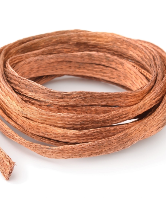 Flexible,Copper,Braid,Isolated,On,White