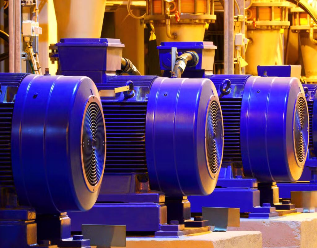 Row of industrial pump motors